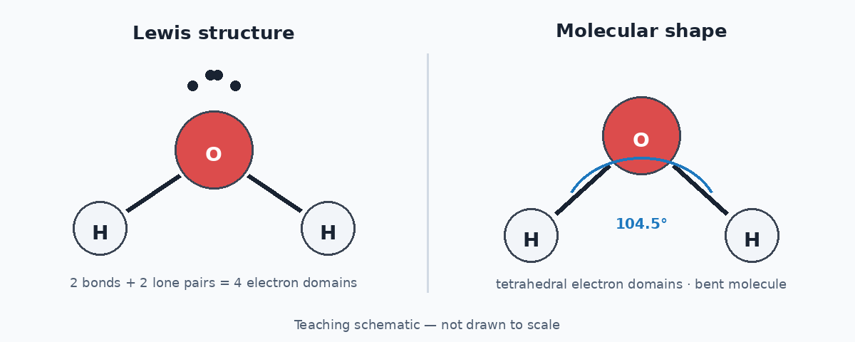 Water Lewis structure and VSEPR geometry